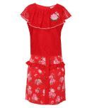 Cutecumber Pack of 1 Girls Georgette Top With Skirt ( Red )