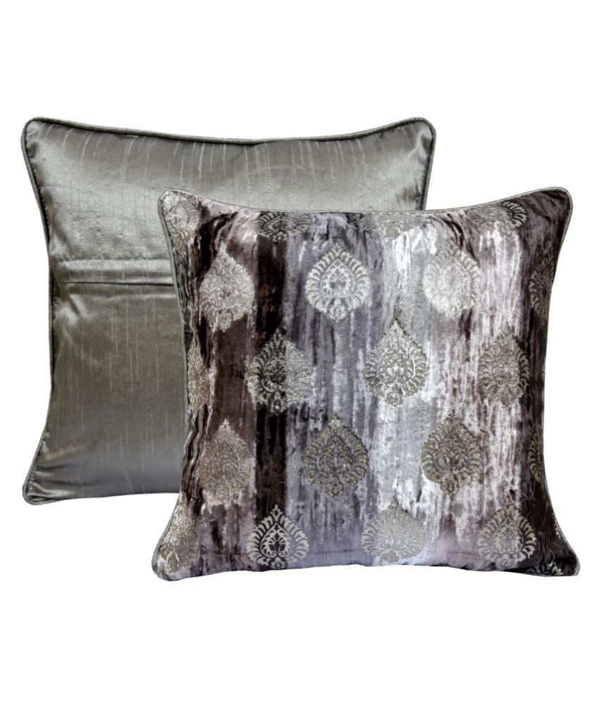     			INDHOME LIFE Set of 2 Velvet Cushion Covers 40X40 cm (16X16)