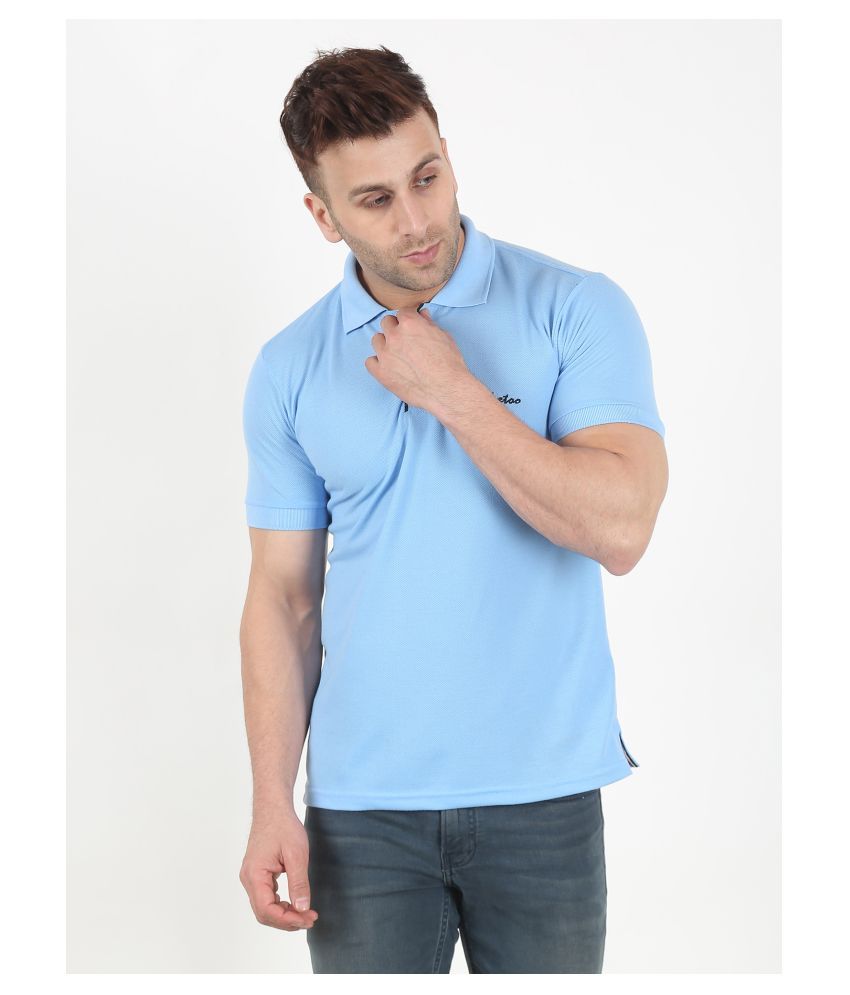 Kvetoo Cotton Blend Blue Plain Polo T 