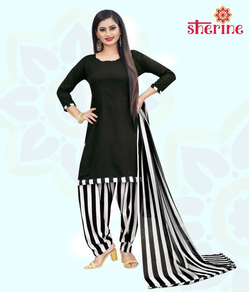     			Anand Black Crepe Unstitched Dress Material