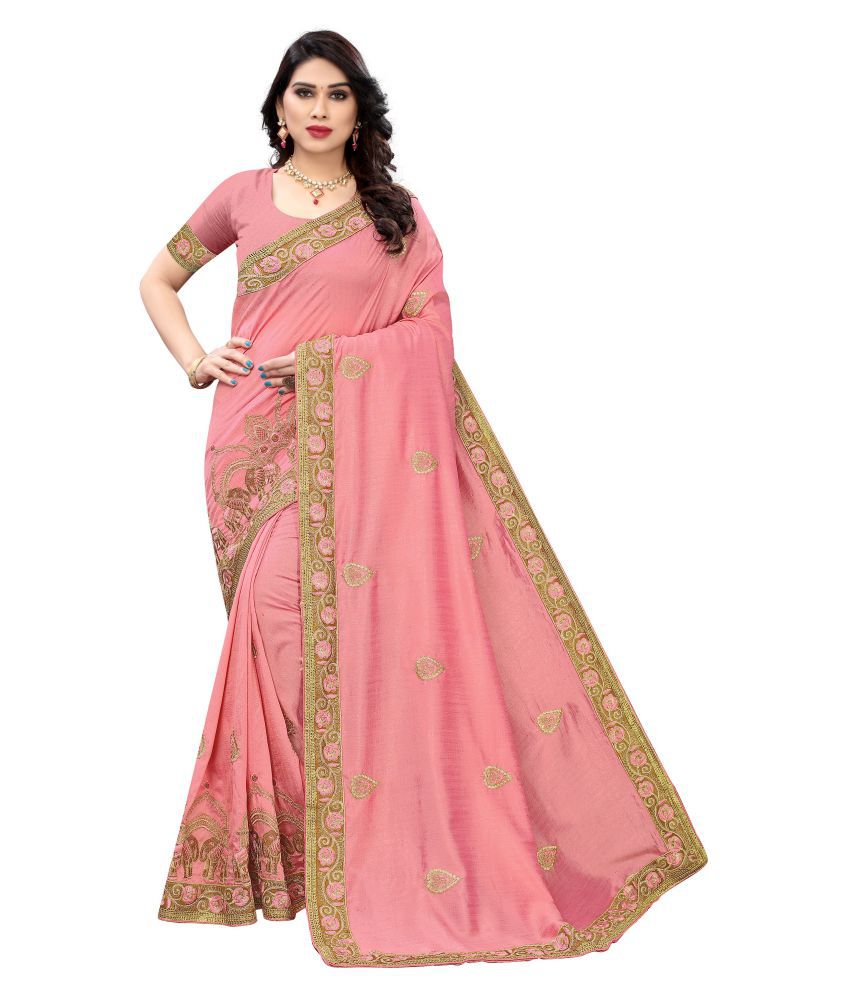 serona fabrics Pink Vichitra Silk Saree - Buy serona fabrics Pink ...
