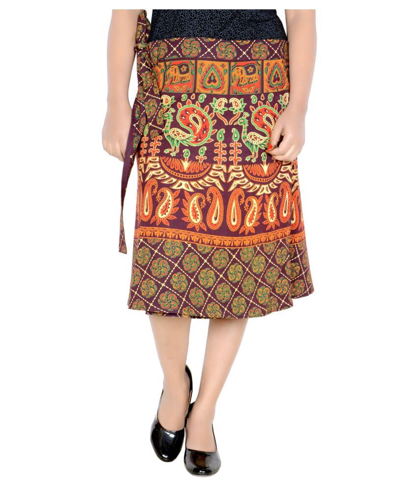 Rajvila Cotton Wrap Skirt - Brown