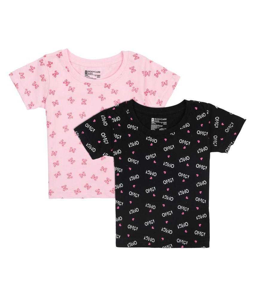     			Bodycare Kids Infant Girls Antiviral Baby Pink & Black T-Shirt Pack of 2