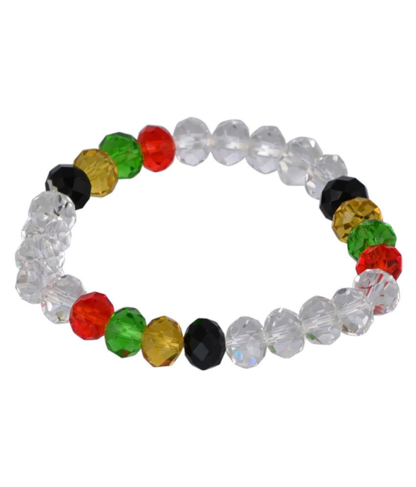     			KESAR ZEMS Multi Crystal /Sphatik Stone Stretchable Bracelet  For Unisex  (10 x 2 x 1 CM) Clear