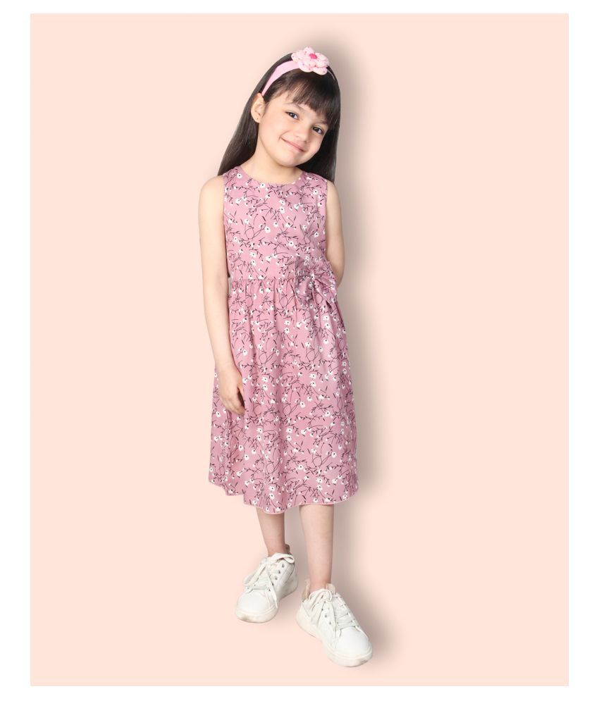     			Addyvero - Pink Cotton Girl's Fit And Flare Dress ( Pack of 1 )