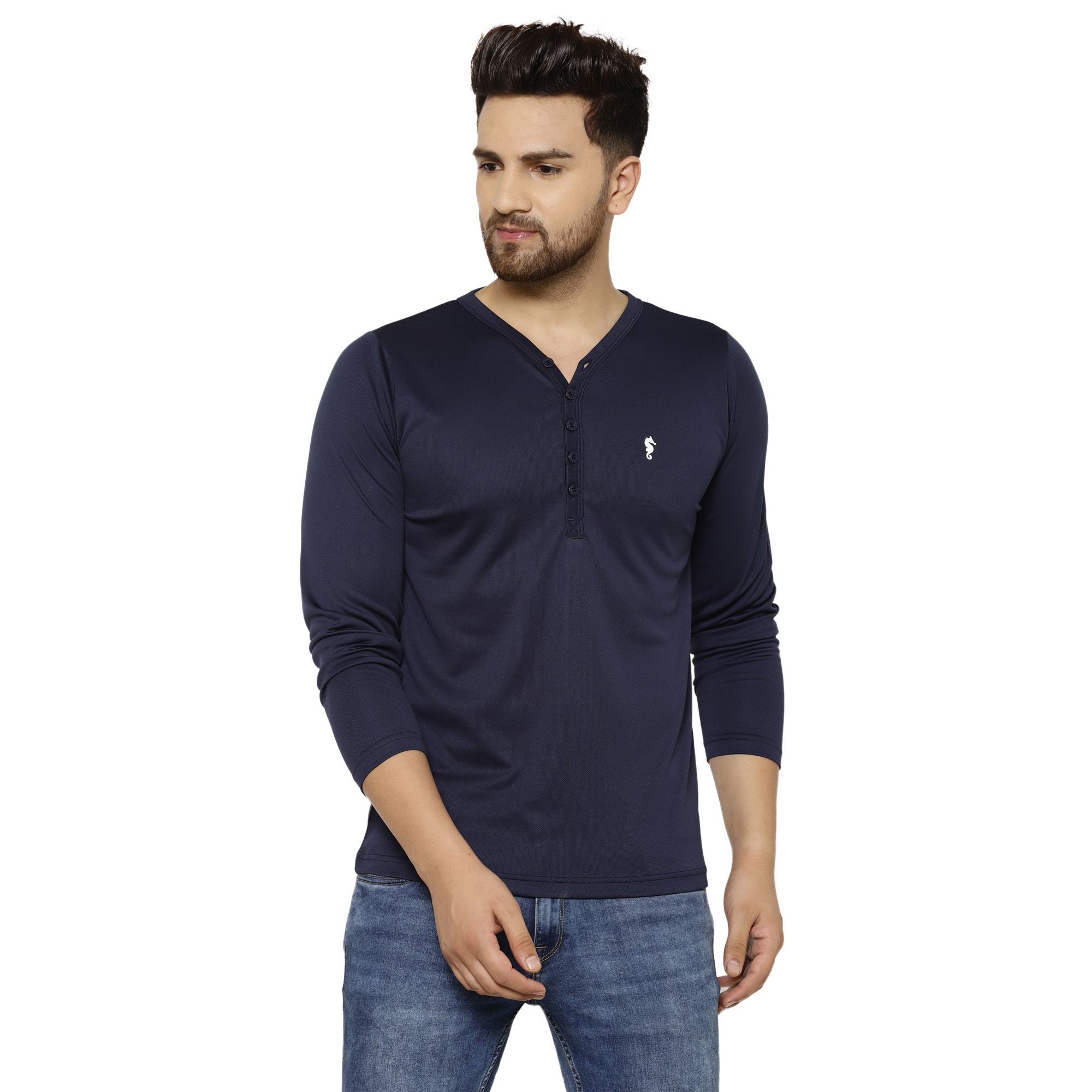     			EPPE Cotton Navy Plain Polo T Shirt