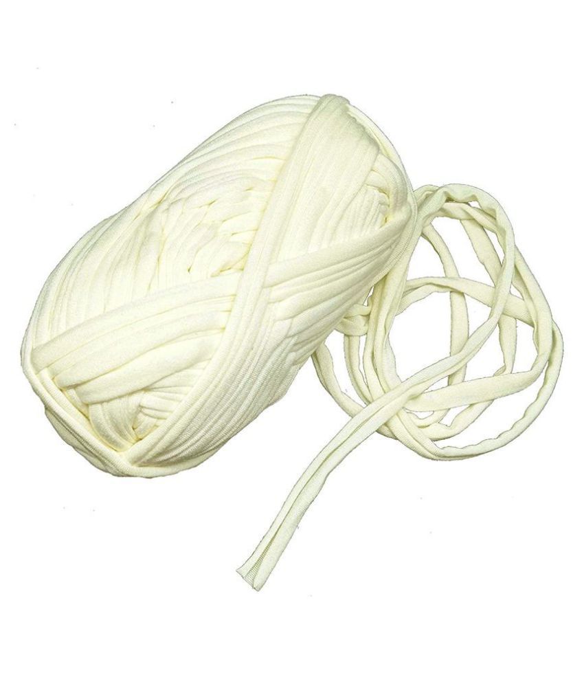     			PRANSUNITA T-Shirt Yarn Carpet, Knitting Yarn for Hand DIY Bag Blanket Cushion Crocheting Projects TSH New 100 GMS (Cream)