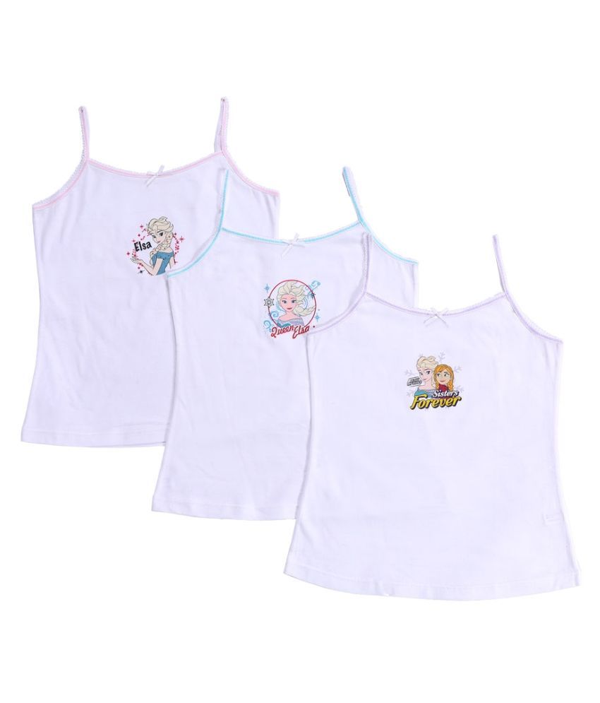     			Bodycare Kids Girls White Frozen Printed Vest Pack Of 3