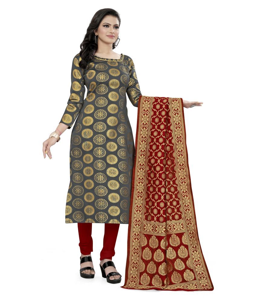 banarasi silk unstitched suit