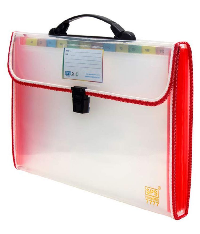 SHB Presents Plastic File Folder A4 Expanding Bag with Handle 7777