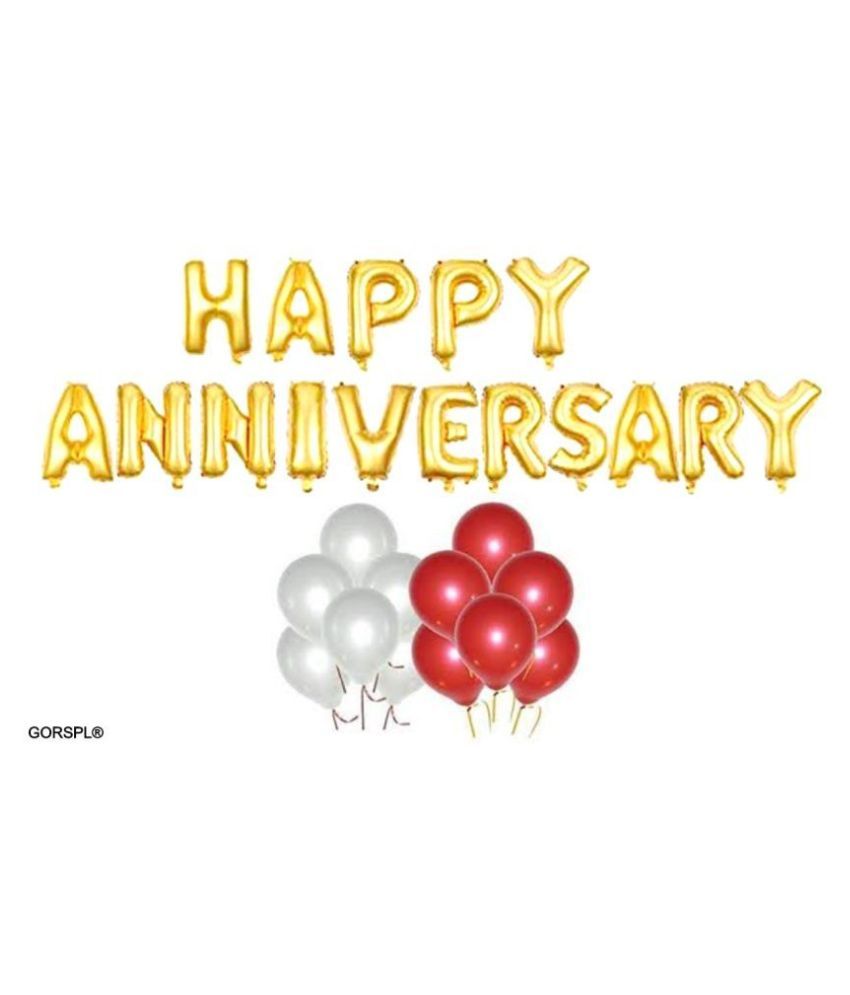     			GORSPL 16" GOLDEN HAPPY ANNIVERSARY FOIL BALLOON w/ RED & WHITE BALLOON COMBO SET OF 66 PCS