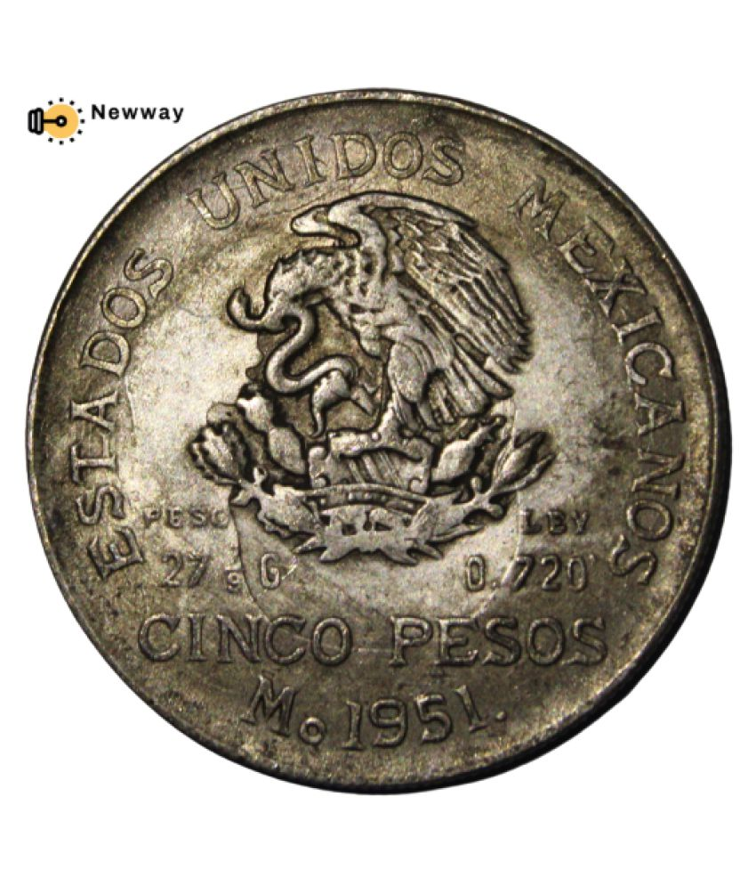     			Newway - 5 Pesos / Cinco Pesos 1951 - United Mexican States Mexico (Estados Unidos) Rare Coin- - - - -Above Coin is not in Circulation- - - - -