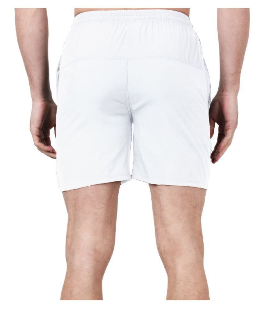GIYSI White Polyester Viscose Fitness Shorts - Buy GIYSI White ...