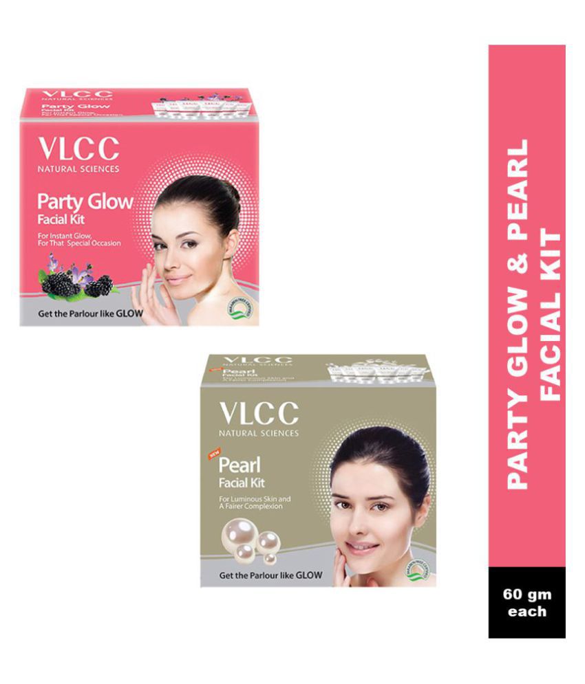     			VLCC Facial Kit Combo, Pearl Single Facial Kit, 60 ml & Insta Glow Gold Bleach, 30 ml