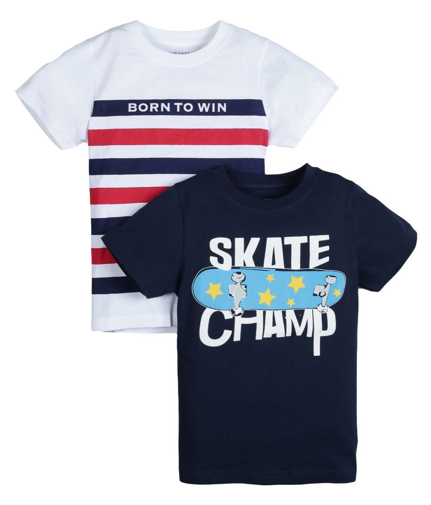     			Plum Tree Boys Half Sleeve Skate Champ Print T-shirt( Pack of 2)