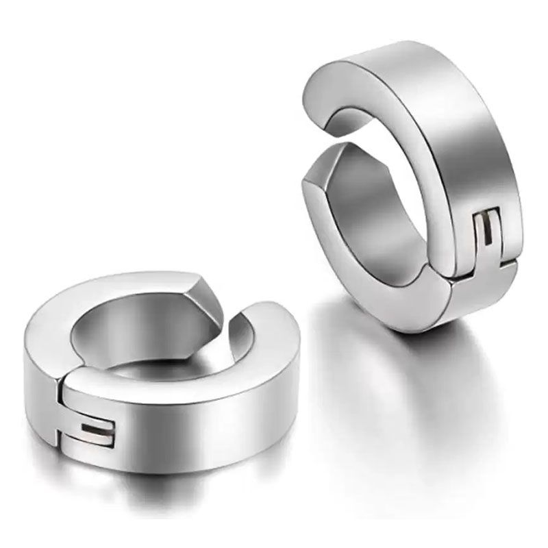 ShobhRam Silver Round Clip for Mens/Boys/Girls/Womens/Unisex Stainless Steel Stud Earring (1 Pair) Stainless Steel Stud Earring, Clip-on Earring ()