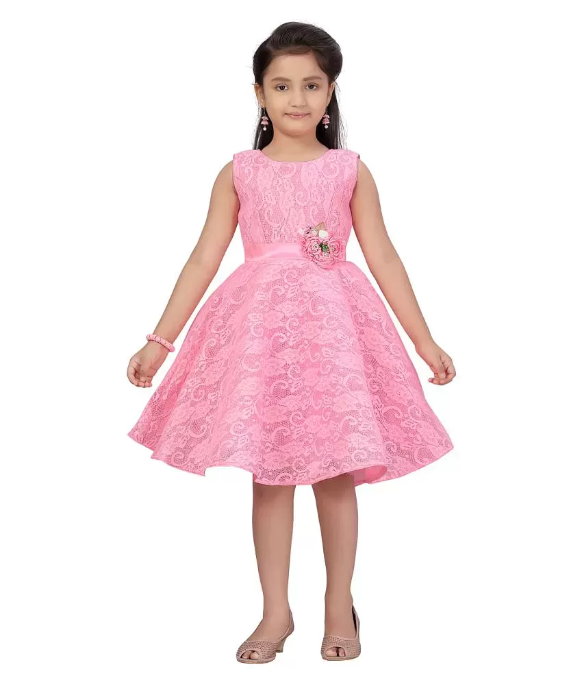 Believe Kid Girls 100 Cotton Cream Color MidiKnee Length Sleeveless  Casual Frock Dress Summer