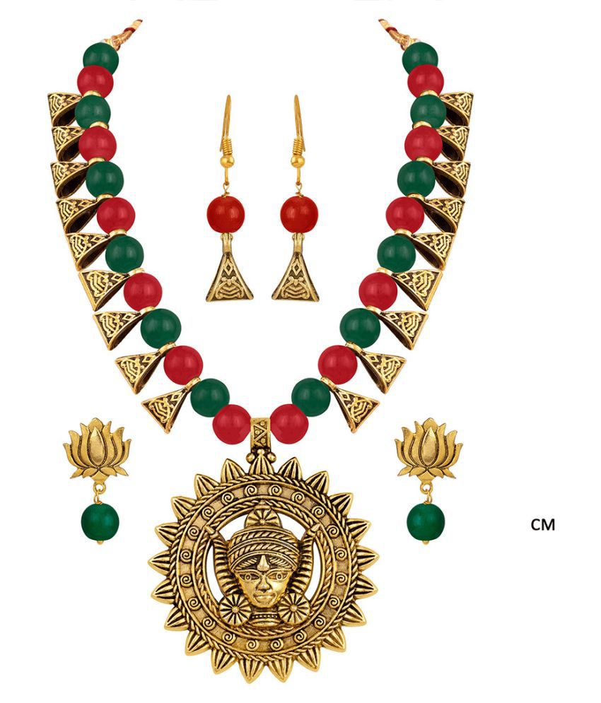     			JFL - Jewellery For Less Copper Multi Color Traditional Necklaces Set Princess