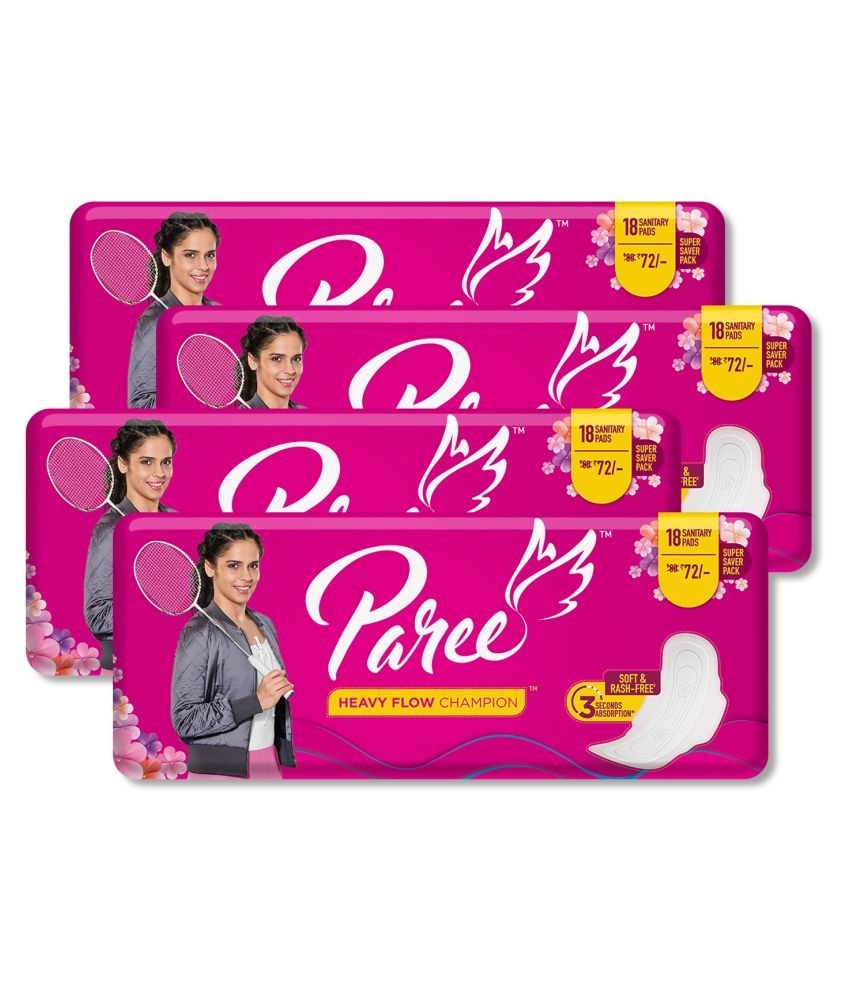 PAREE Soft & Rash Free Sanitary Pads For Heavy Flow Regular 72 Sanitary
