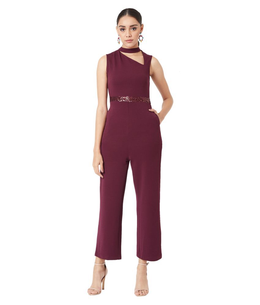 Miss Chase Maroon Polyester Jumpsuit - Buy Miss Chase Maroon Polyester ...