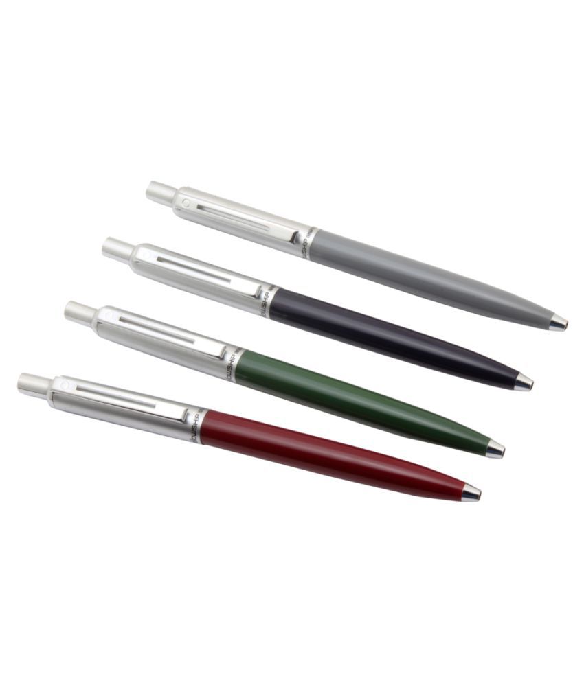     			Set Of 5 Fellowship Immpression Ballpoint Pens Colorful Metal Body With Chrome Cap Retractable
