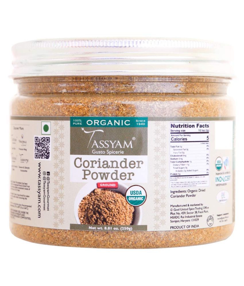     			Tassyam Certified USDA 100% Organic Coriander Seeds Powder 250 gm