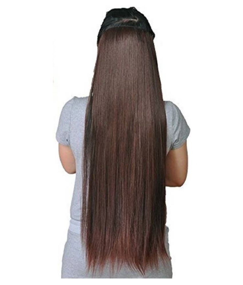 syraa Straight Clip In Hair Extension Comb clip brown straight: Buy ...