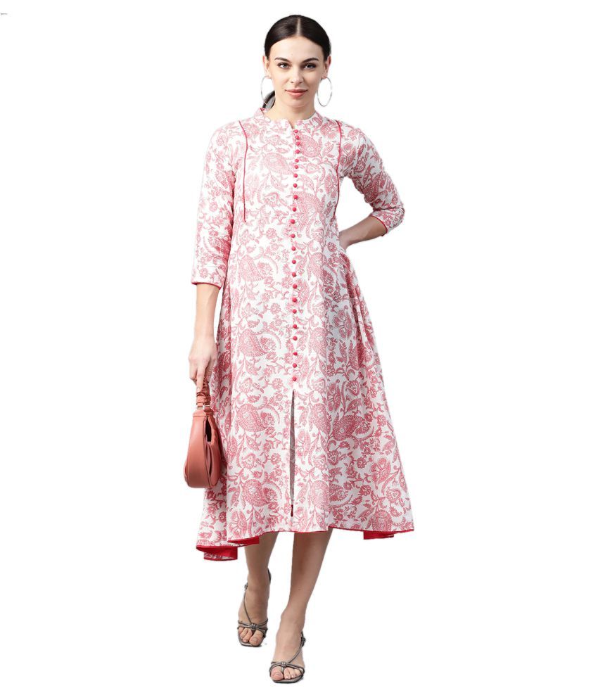     			JC4U - Pink Viscose Women's Asymmetrical Kurti