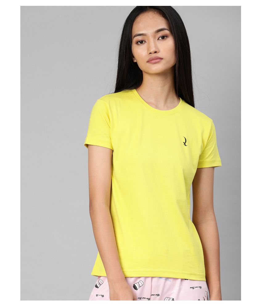     			Quarantine Cotton Yellow T-Shirts