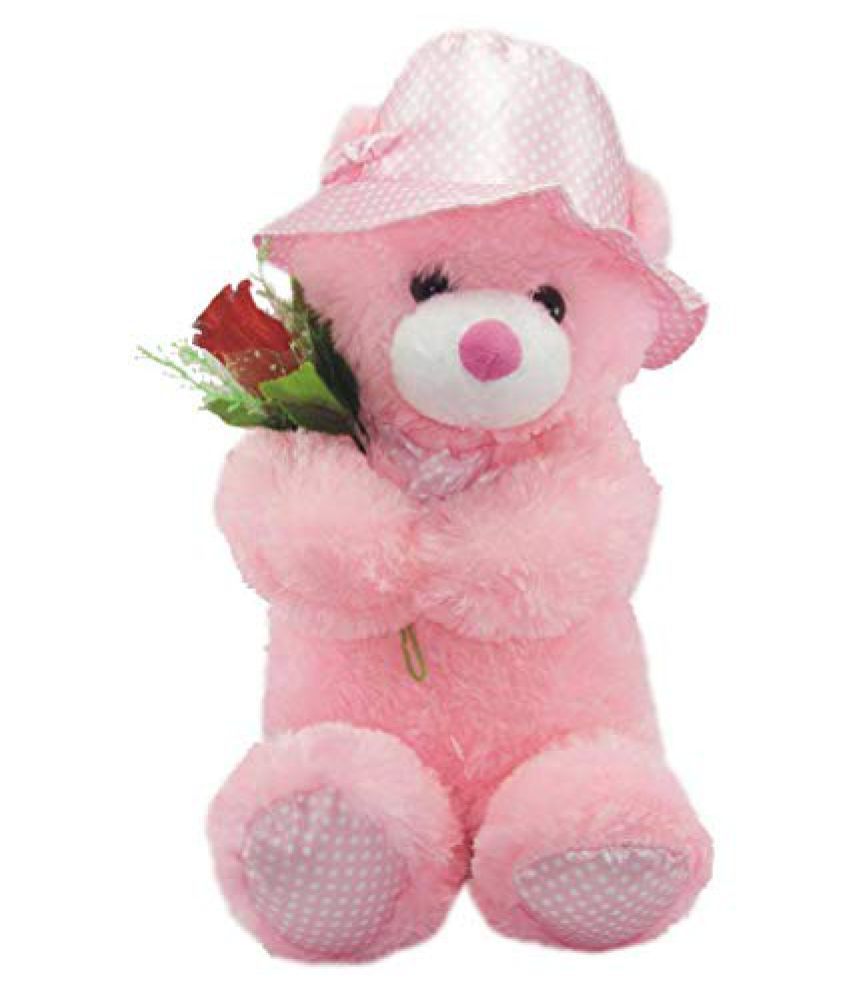     			Tickles Pink Cute Teddy with a Rose Soft Stuffed Plush Animal for Kids Gift for Friends (Color: Pink Size: 30 cm)