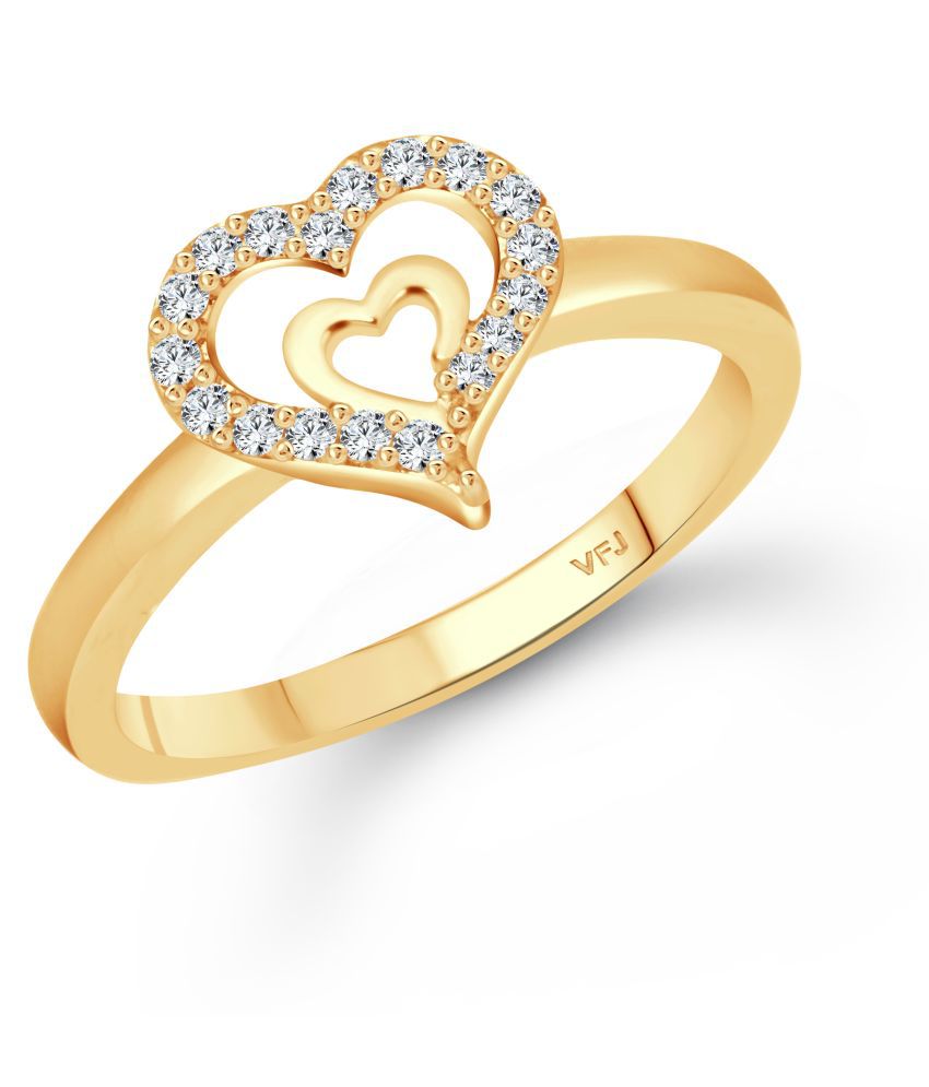     			Vighnaharta  Glory Charming Heart Gold Plated (CZ)  Ring - (  VFJ1605FRG8 )
