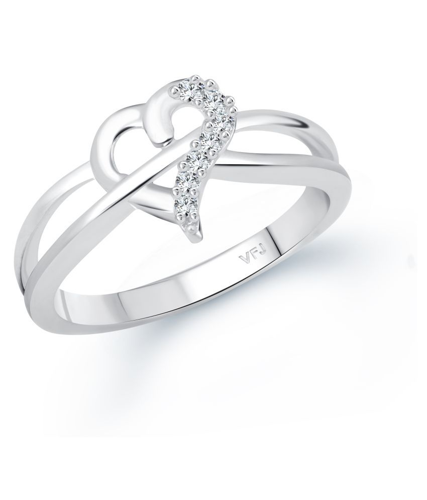     			Vighnaharta Rhodium Plated Alloy and Cubic Zirconia Dua Heart Ring for Women & Girls- (  VFJ1588FRR16 )