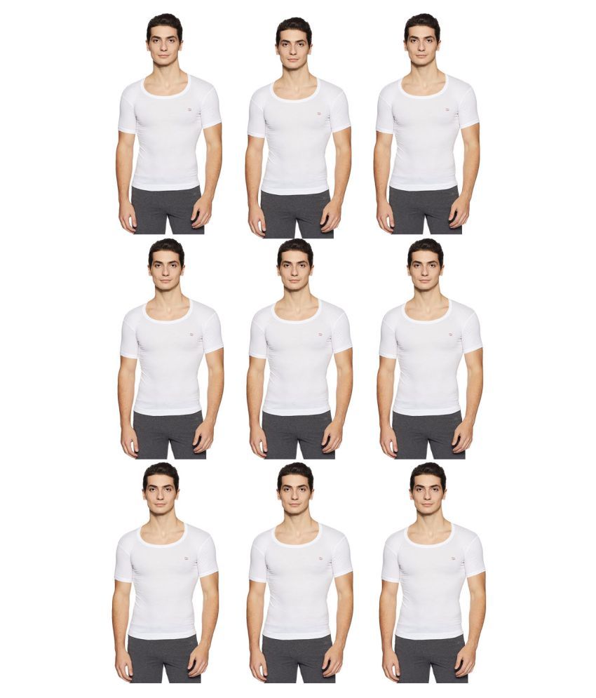     			Rupa Frontline White Half Sleeve Vests Pack of 9