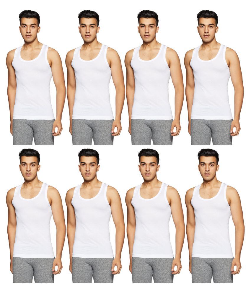     			Rupa Frontline White Sleeveless Vests Pack of 8