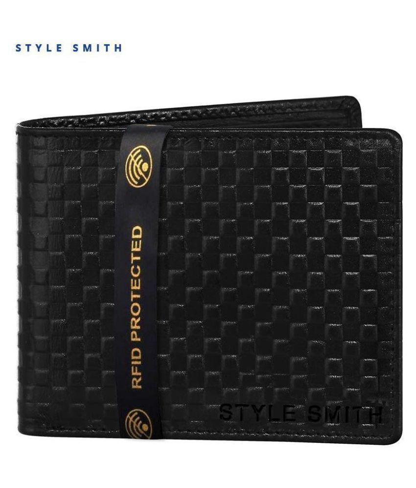     			Style Smith - Black Leather Men's Regular Wallet ( Pack of 1 )