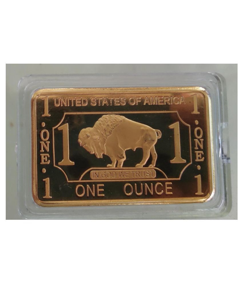     			USA ONE TROY OUNCE GOLD PLATED BAR