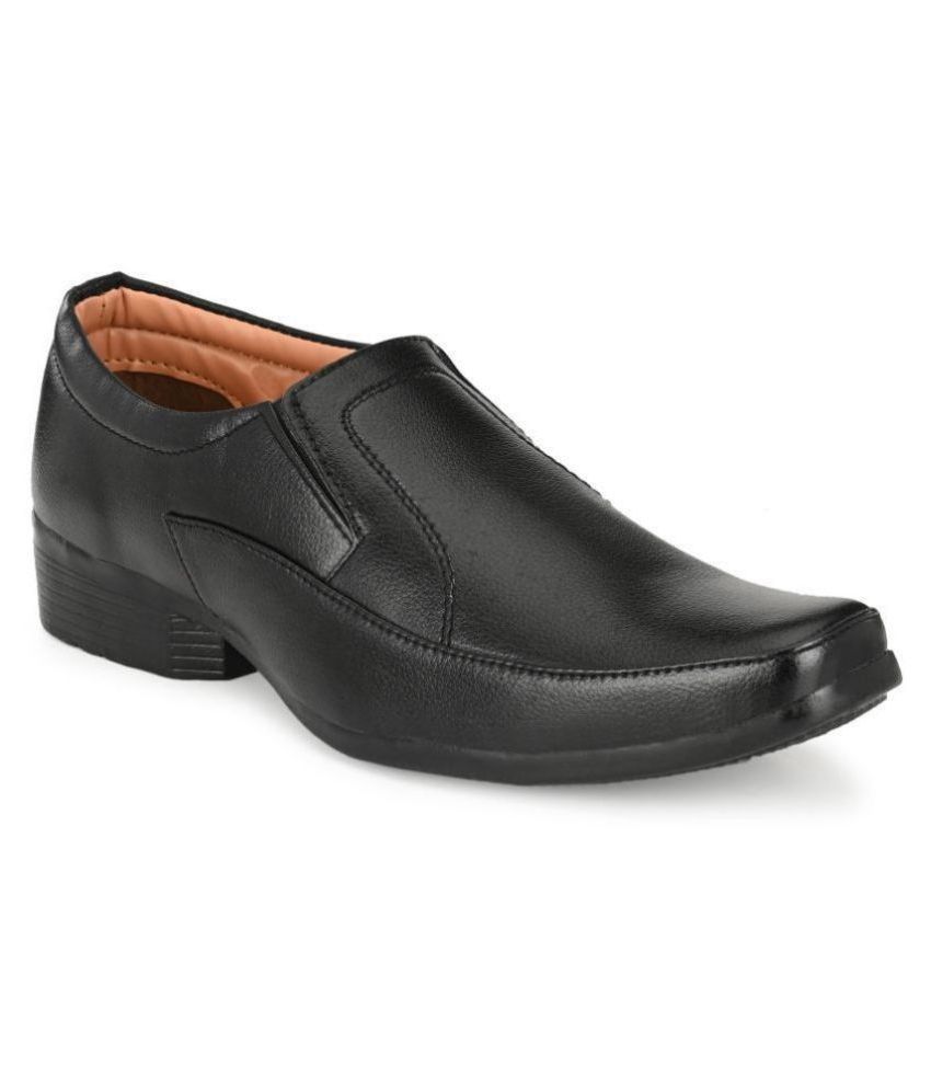     			Leeport - Black Men's Slip On Formal Shoes