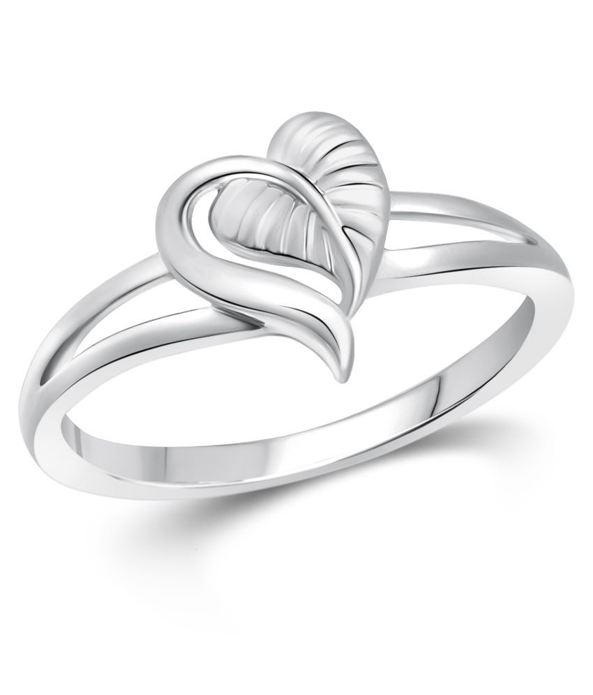     			Vighnaharta Cute Leafy  Heart CZ Rhodium Plated Ring for Women  [VFJ1636FRR16]