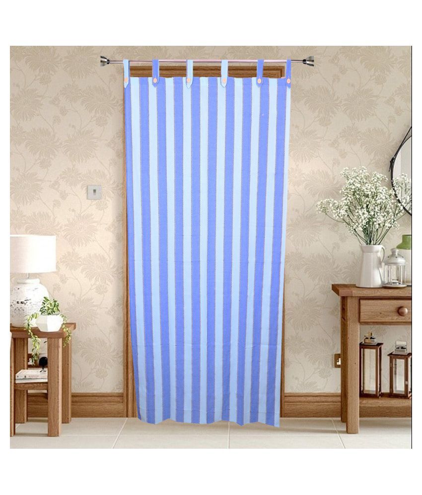     			HOMEFLY Vertical Striped Room Darkening Loop Curtain 6.5 ft ( Pack of 1 ) - Blue