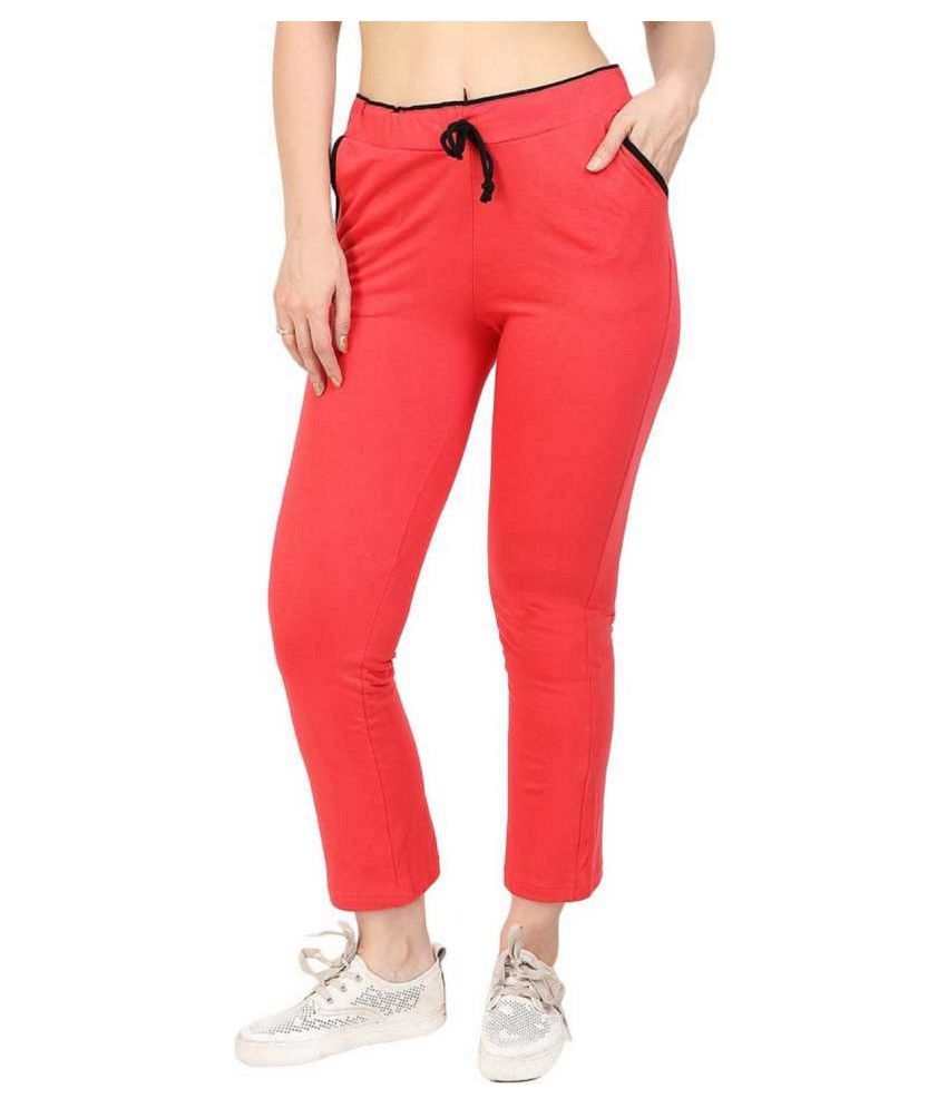 Solid Women amp; Girls Red Track Pants.