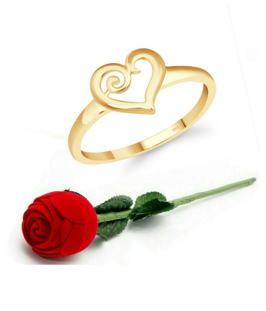     			Vighnaharta Bezel Heart CZ Gold Plated Ring  with Scented Velvet Rose Ring Box for women and girls and your Valentine.