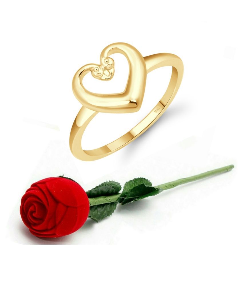     			Vighnaharta Cute  Heart CZ Gold Plated Ring   with Scented Velvet Rose Ring Box for women and girls and your Valentine.