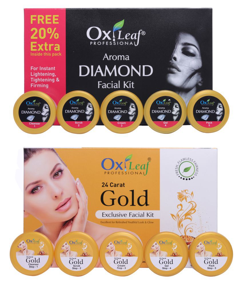     			Oxileaf 24 Carat Gold & Aroma Diamond Facial Kit 1400 g Pack of 2
