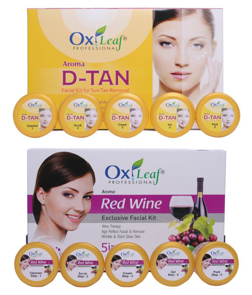     			Oxileaf D-Tan Sun-Tan Removal & Red Wine Facial Kit 1400 g Pack of 2