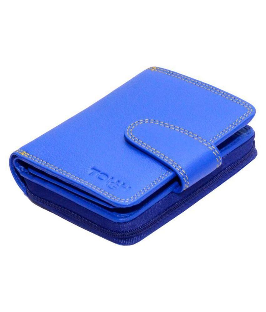     			Tough Women Casual Blue Genuine Leather Wallet - Regular Size (11 Card Slots)