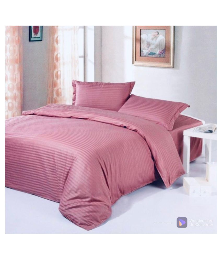 sai traders Queen Cotton Pink Plain Bedding Set Set of 3 Buy sai