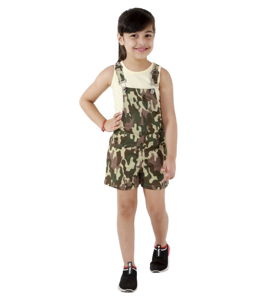     			Kids Cave - Green Polyester Girls Dungarees ( Pack of 1 )