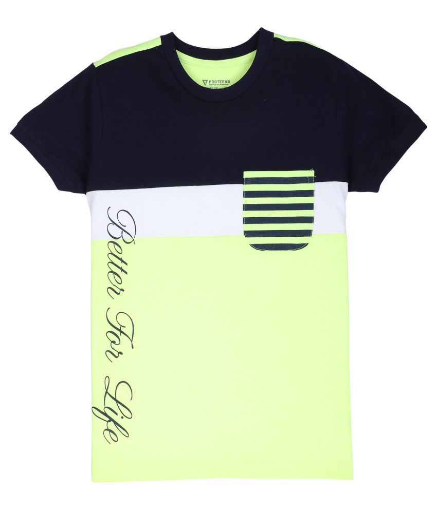     			Proteens Boys Parrot green printed round neck T-shirts