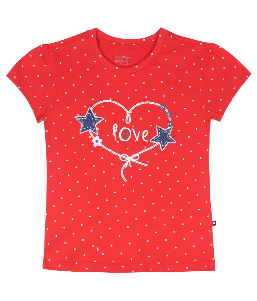     			Proteens Girls 100% Cotton T-Shirts ( Red )