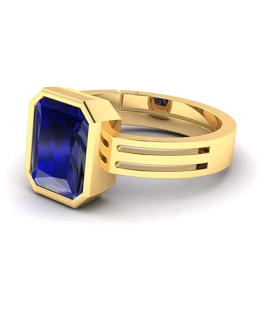 Buy RRVGEM Neelam Ring 5.25 Ratti 4.00 Carat Certified AAA++ Quality  Natural Blue Sapphire Neelam Gemstone Ring Gold Plated for Men and Women's  at Amazon.in